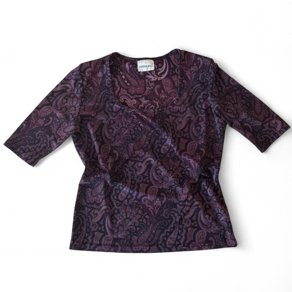 whimsygoth grunge fashion Bug purple paisley quarter sleeve top
